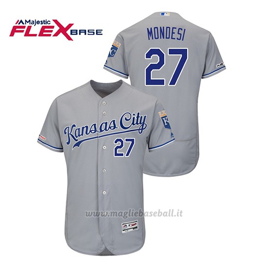 Maglia Baseball Uomo Kansas City Royals Raul Mondesi 150th Aniversario Patch Flex Base Grigio